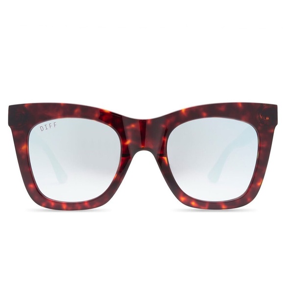 DIFF EYEWEAR Katelyn Brown Amber Tortoise & Blue Flash Sunglasses - Picture 1 of 9